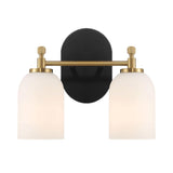 Vortex - 2 Lights Vanity In Style For Over Bathroom Mirror Wall Sconce - Black / Gold / White