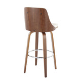 Gianna - 30" Fixed-Height Barstool (Set of 2) - Walnut Wood With Round Footrest