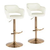 Margarite - Adjustable Barstool (Set of 2) - Gold Metal