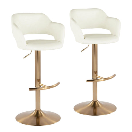 Margarite - Adjustable Barstool (Set of 2) - Gold Metal
