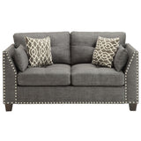 Laurissa - Loveseat With 4 Pillows - Light Charcoal Linen