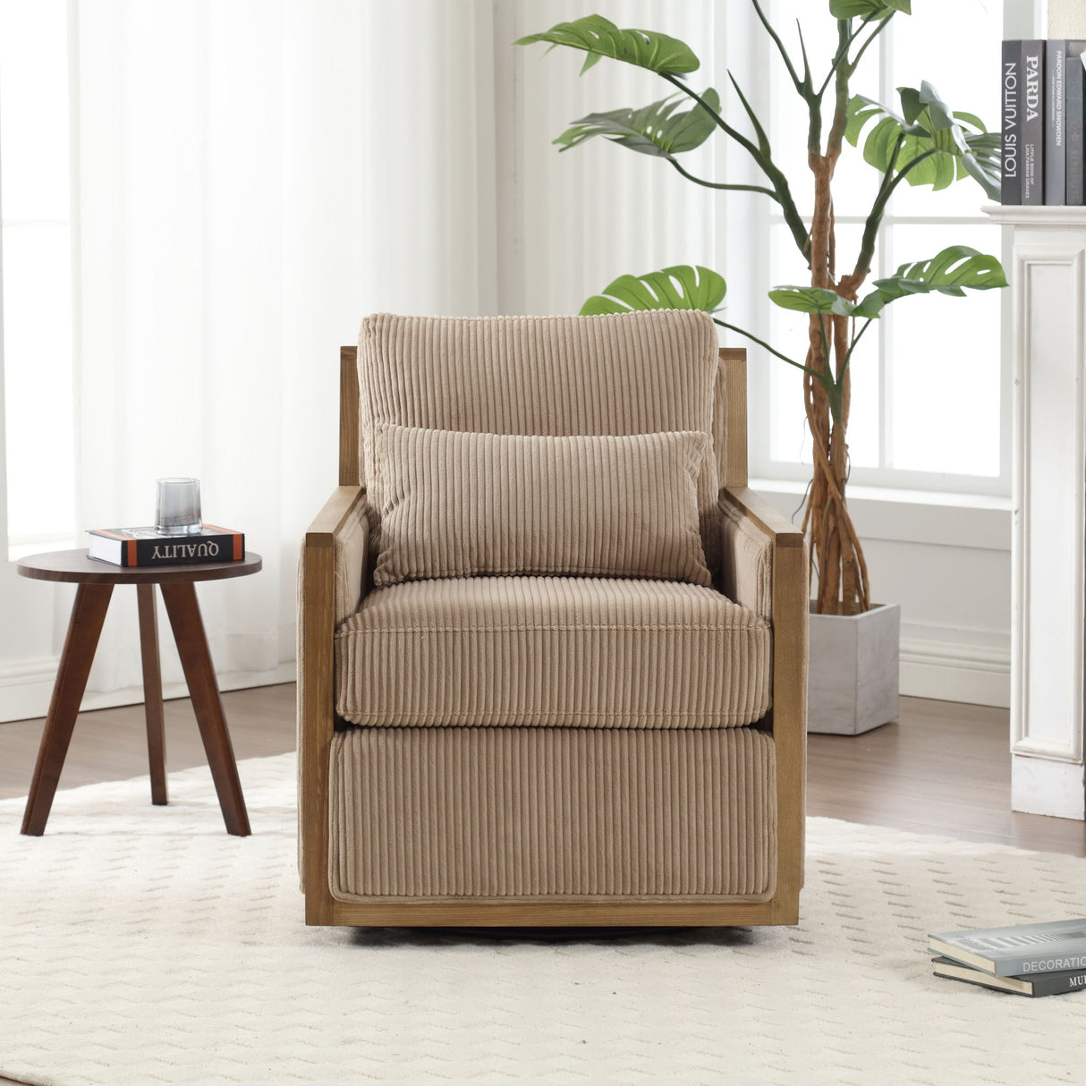 Comfy Accent Barrel Chair, 360 Degree Swivel