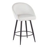 Matisse - 26" Highback Fixed-Height Counter Stool With Swivel And Round Black Metal Footrest (Set of 2) - Black Metal