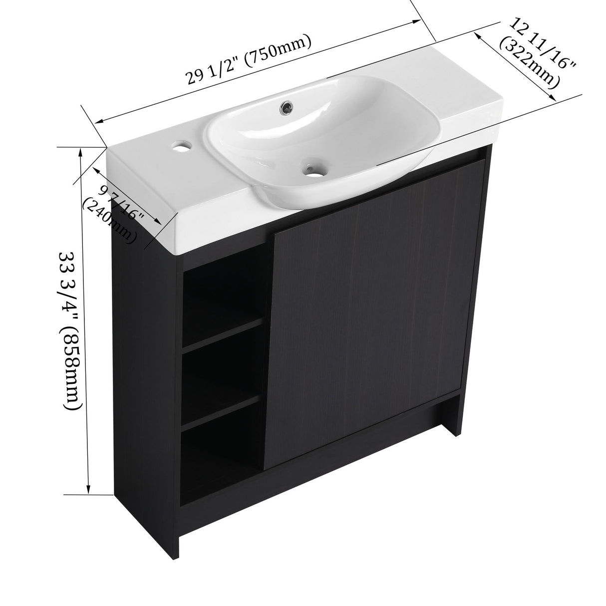 Freestanding Bathroom Vanity With Sink, Soft Close Door