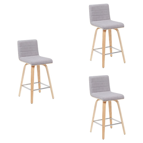 Vienna - Modern Counter Height Swivel Bar Stool - Patterned Oak Wood Frame
