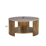 Keegan - Round Coffee Table With Shelf - Oak