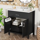 Bathroom Vanity With Sink And Ample Storage, Rectangular Undermount Sink - Black