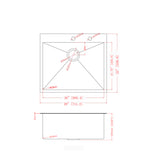 Drop In Kitchen Sink, 16 Gauge Stainless Steel, Single Bowl, Topmount Basin