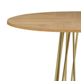 Santorini - 5-Piece Round Wood Tabletop Dining Table Set With Stools Seats Up To 4 - Light Cashew / Natural