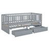Daybed With Fence Guardrails And 2 Drawers, Split Into Independent Floor Bed & Daybed
