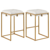 Square Counter Height Stools (Set of 2) - Beige / Gold