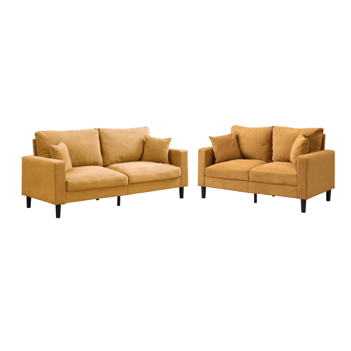 Modern Upholstered 2 Piece Sofa Set With 3 Seater And 2 Seater