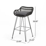 Outdoor Rattan Bar Chair With Metal Legs