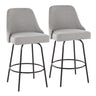 Marcel - 27" Fixed-Height Counter Stool With Swivel And Round Black Metal Footrest (Set of 2) - Black Metal