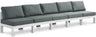 Nizuc - Outdoor Patio 5 Seat Modular Armless Sofa With White Frame