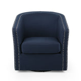 Modern Upholstered Swivel Club Chair With Nailhead Trim