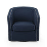 Modern Upholstered Swivel Club Chair With Nailhead Trim
