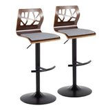 Folia - Adjustable Swivel Barstool (Set of 2) - Black Metal And Walnut Back