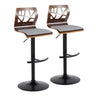 Folia - Adjustable Swivel Barstool (Set of 2) - Black Metal And Walnut Back