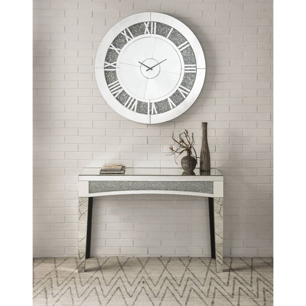 Noralie - 39" Wall Clock - Mirrored & Faux Diamonds
