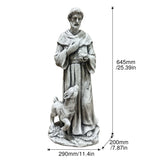 St. Francis Of Assisi Religious Garden Statue With Bird And Fawn For Patio And Lawn - Antique Gray