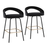 Grotto - Upholstered Fixed-Height Counter Stool - Black Metal