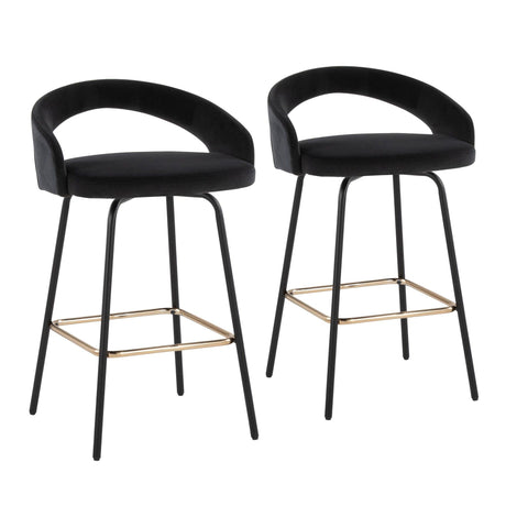 Grotto - Upholstered Fixed-Height Counter Stool - Black Metal
