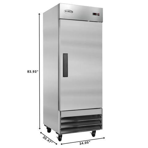 29 in. One Door Commercial Reach-in Refrigerator, 23 cu. ft. in Stainless-Steel (RIR-1D-SS)