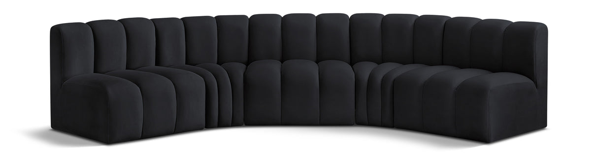 Arc - Velvet 5 Piece U-Shaped Modular Sofa