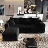 Convertible Deep Seat Sofa With Soft Pillows And Ottomans