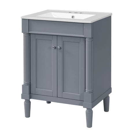 Bathroom Vanity With Top Sink, 2 Tier Storage Cabinet