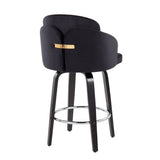 Dahlia - Contemporary Counter Stool With Velvet Seat (Set of 2) - Black Wood