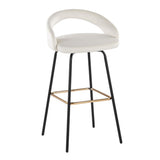 Grotto - Upholstered Fixed-Height Barstool - Black Metal