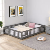 Solid Floor Bed With Door And Fence For Children