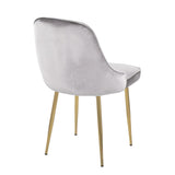 Marcel - Dining Chair (Set of 2) - Gold Frame And Silver Velvet Fabric
