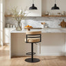 Judi - Modern Industrial Swivel Metal Adjustable Height Barstool With Faux Leather Seat - Black Finish