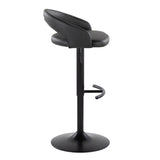 Grotto - Upholstered Adjustable Barstool - Black Metal Base