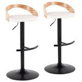 Grotto - Adjustable Barstool - Black Metal, Zebra Wood