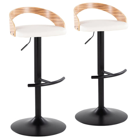 Grotto - Adjustable Barstool - Black Metal, Zebra Wood