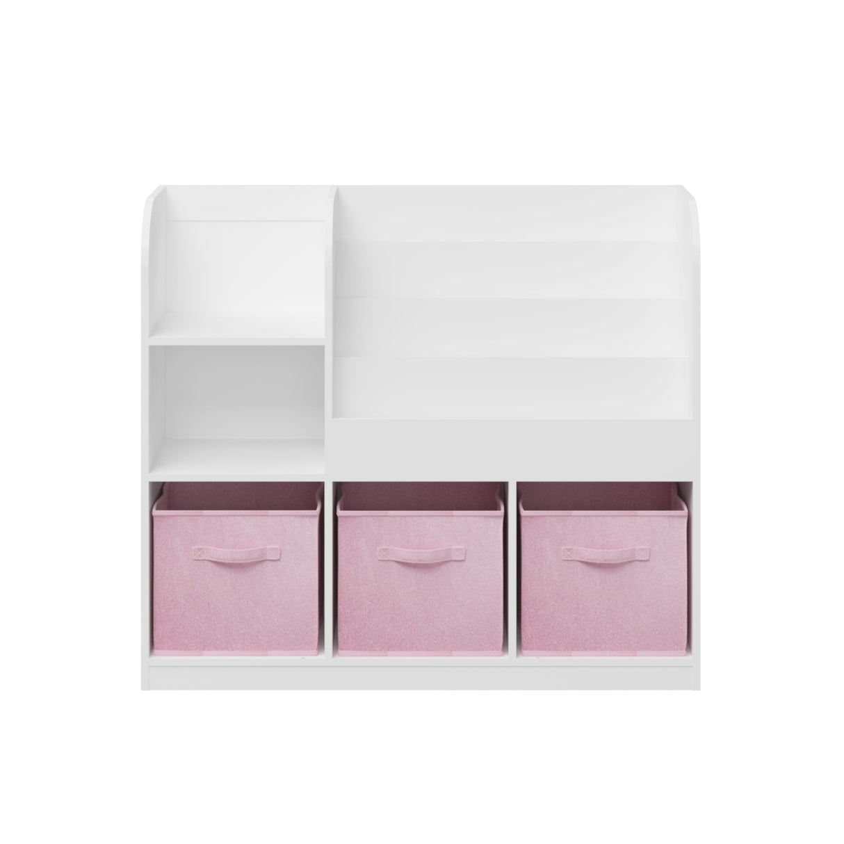 Bookcase And Bookshelf With 3 Collapsible Drawers, Multifunctional Display Stand