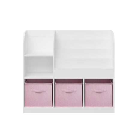 Bookcase And Bookshelf With 3 Collapsible Drawers, Multifunctional Display Stand