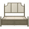 Farmhouse Platform Bed Frame With Tall Linen Upholstered Headboard