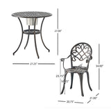 3 Piece Outdoor Aluminium Cast Bistro Set With Ice Bucket - Copper