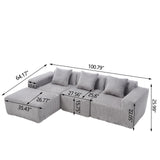 L - Shape Modern Minimalist Modular Sectional Sofa, Upholstered Cloud Couch With Deep Seats