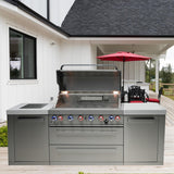 Mont Alpi Original Series 8 Ft Natural Gas Outdoor Kitchen Island w/ Side Burner- MAi805