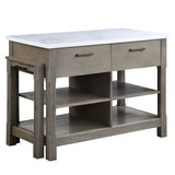 Feivel - Kitchen Island With Pull Out Table - Marble Top & Rustic Oak