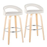 Grotto - Upholstered Fixed-Height Barstool (Set of 2) - Natural Wood