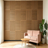 3D Groove Acoustic Panels & Strip Boards, Sound Absorbing Wall & Ceiling Panels (Set of 8) - Walnut