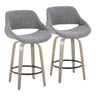 Fabrizzi - 26" Fixed-Height Counter Stool With Swivel And Round Black Metal Footrest (Set of 2) - Light Gray Wood