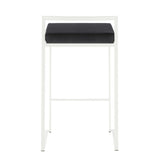 Fuji - 26" Stackable Counter Stool (Set of 3) - White Metal With Black Velvet Cushion